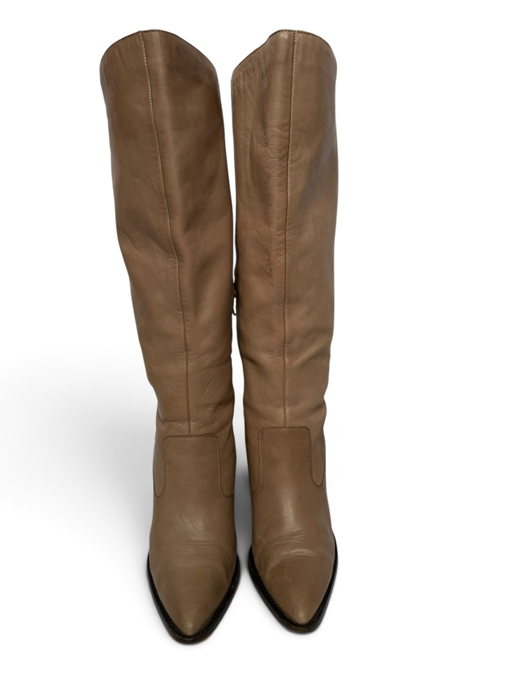 Sole Society 8.5 Taupe Leather Suede Knee High Western Boots Block Heel
